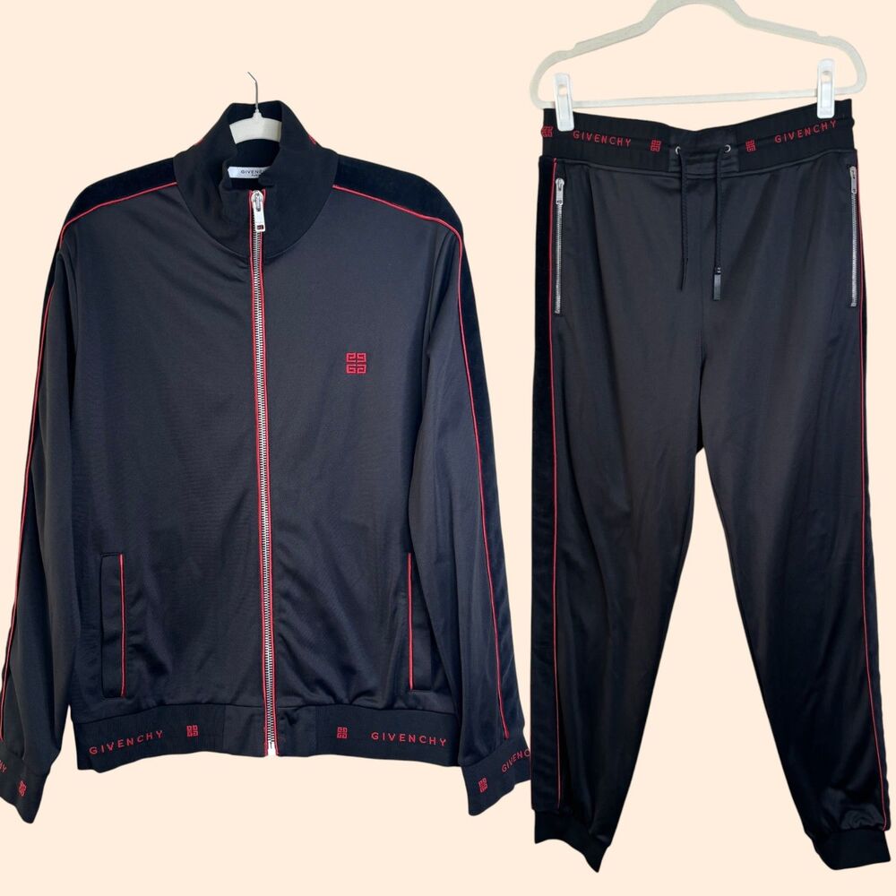 Givenchy Black Red Logo Tracksuit Set